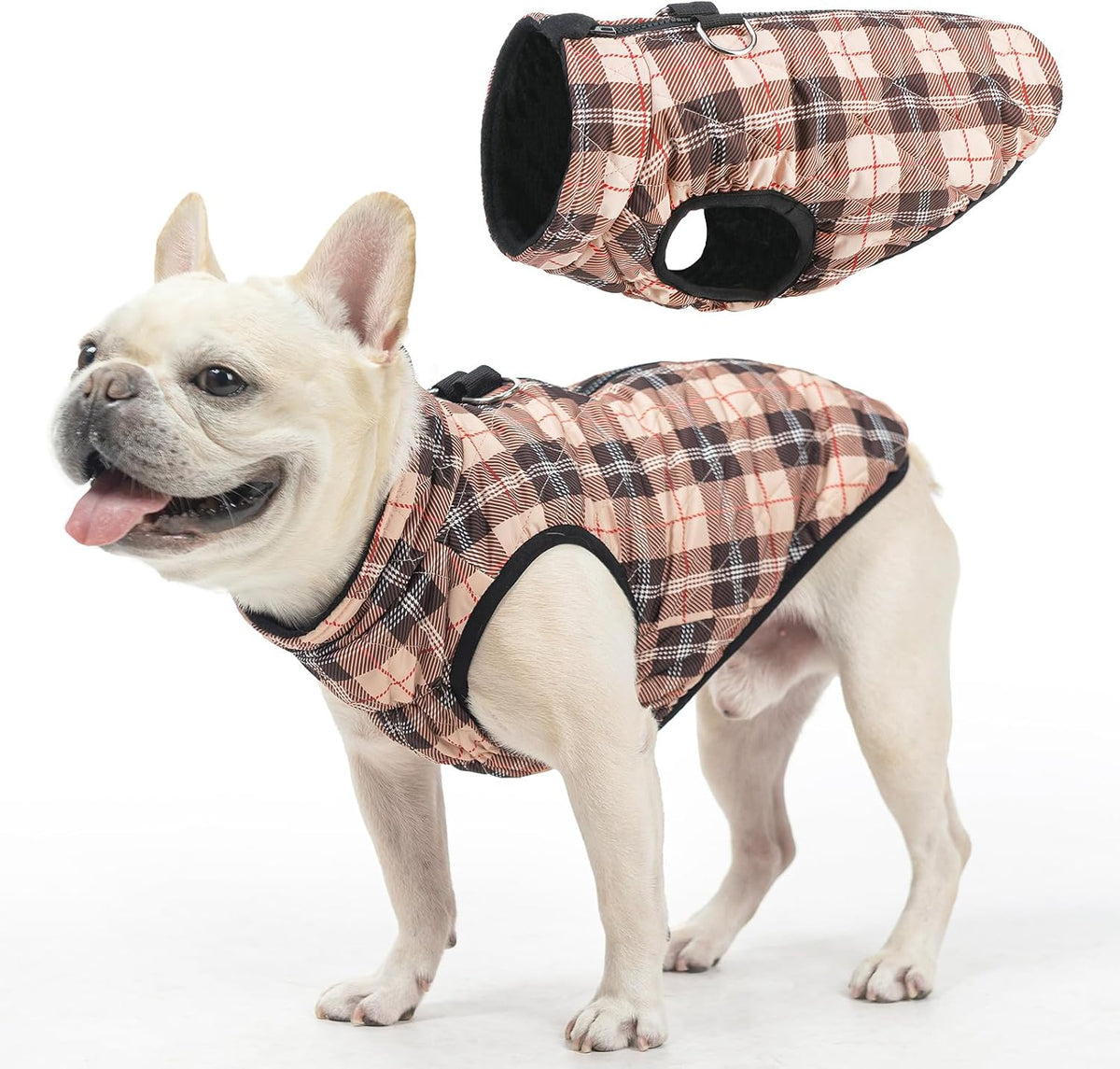 SCENEREAL Winter Dog Vest Coat with Harness Built In, Warm Puppy Jacket for Small Medium Dogs, Cold Weather Coat with Zipper, Fleece Puffer Vest Windproof Snow Clothes - Image 14