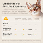 Petcube Cam smart alerts feature demonstrated on a phone application interface