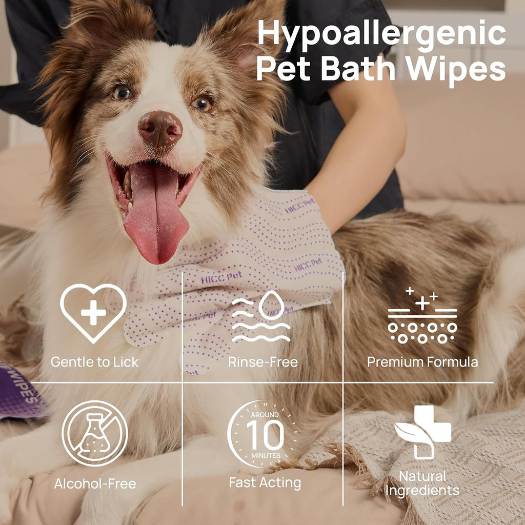 HICC PET Dog Wipes Cleaning Deodorizing PRO for Dogs&Cats, 20PCS Hypoallergenic Puppy Wipes, No-Rinse Pet Wipes, Extra Thick Dual-Textured Pet Glove Wipes for Paws, Face, Ears & Butt, Coconut Scent - Image 9