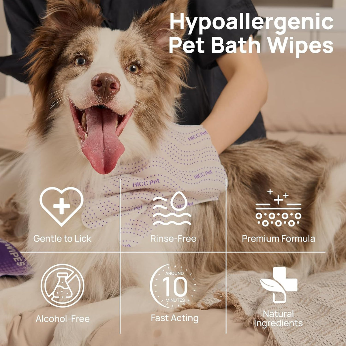 HICC PET Dog Wipes Cleaning Deodorizing PRO for Dogs&Cats, 20PCS Hypoallergenic Puppy Wipes, No-Rinse Pet Wipes, Extra Thick Dual-Textured Pet Glove Wipes for Paws, Face, Ears & Butt, Coconut Scent - Image 9