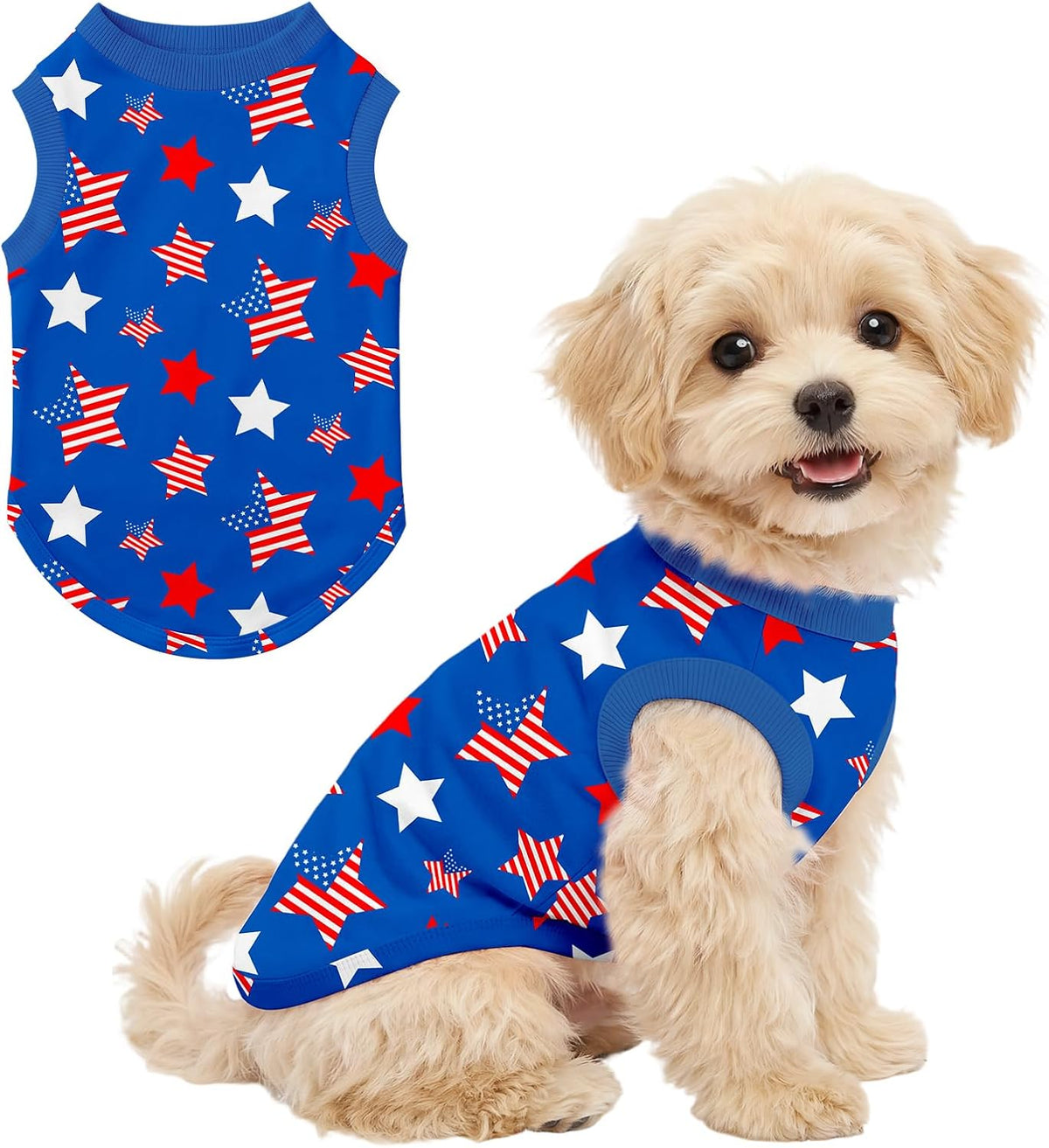 American Flag Dog Shirts for Small Dog 4th of July Cute Small Dog T-Shirt Soft Puppy Clothes Sleeveless Shirt Independence Day Celebrations Boy Girl Pet Outfits M - Image 13