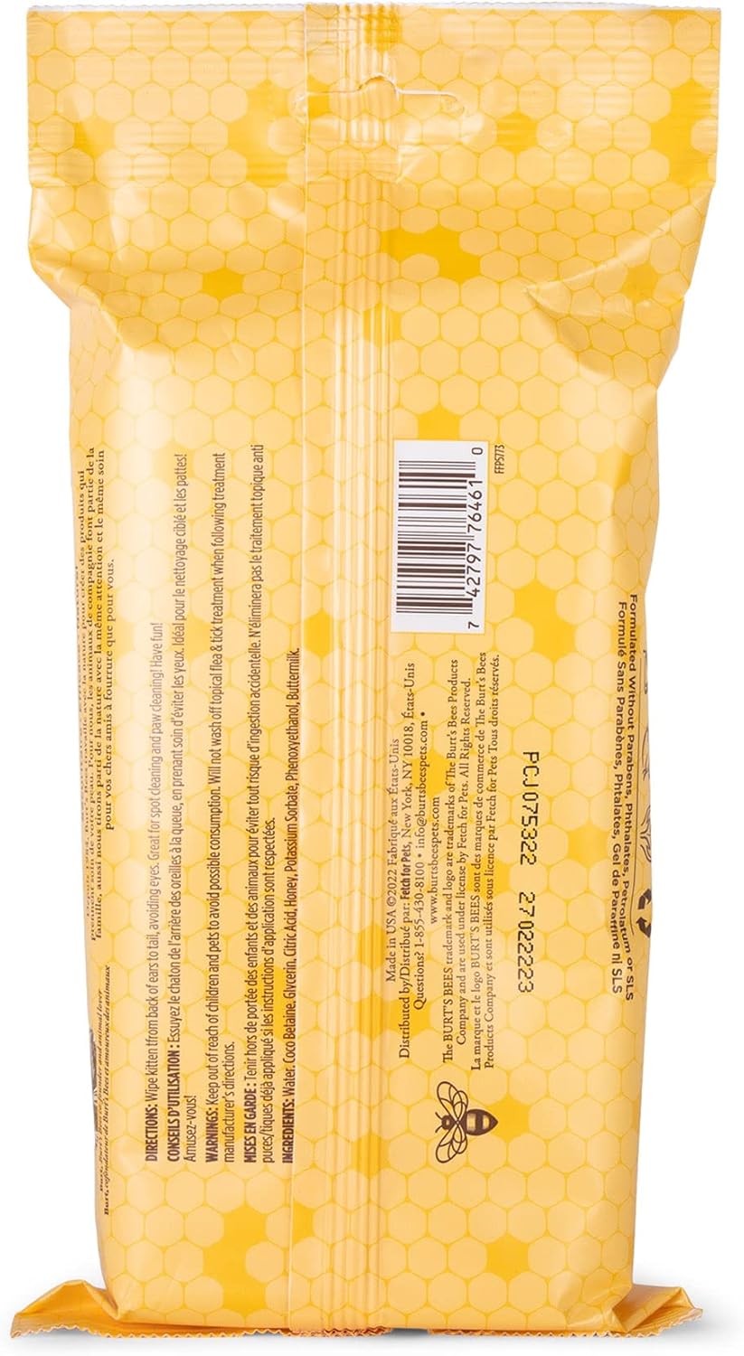 Burt's Bees for Pets Kitten Grooming Wipes with Buttermilk and Honey, Waterless Cat Bath Wipes for Face, Paws, Tail and Coat Cleaning, Gentle Bath Alternative for Indoor Felines, 50 Count - Image 10