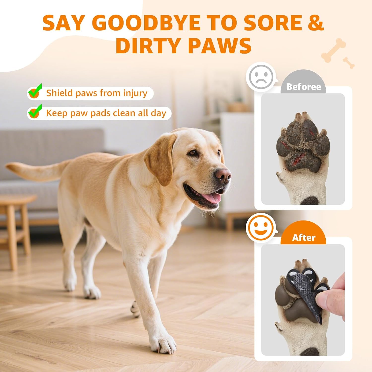 Instructions for applying sticky dog paw protectors