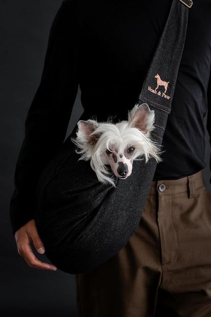 Folded Noah and Paw dog sling carrier for storage