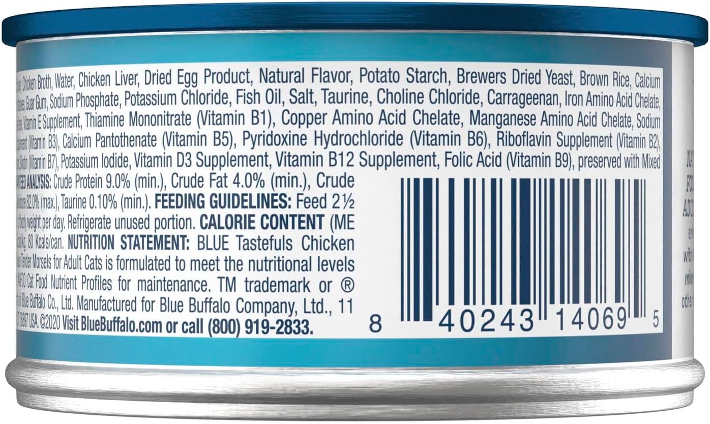 Four pack of Blue Buffalo Tastefuls chicken morsels for cats