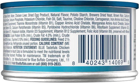Four pack of Blue Buffalo Tastefuls chicken morsels for cats