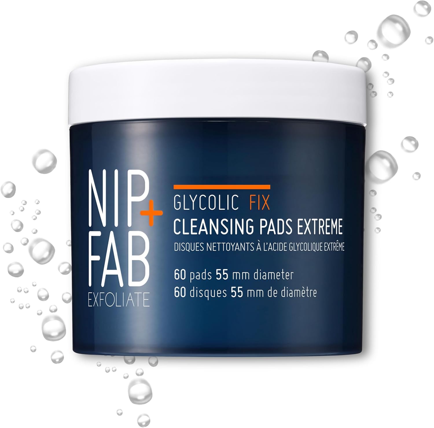 Nip + Fab Glycolic Fix Night Pads Extreme 60 Count front view container of exfoliating face pads
