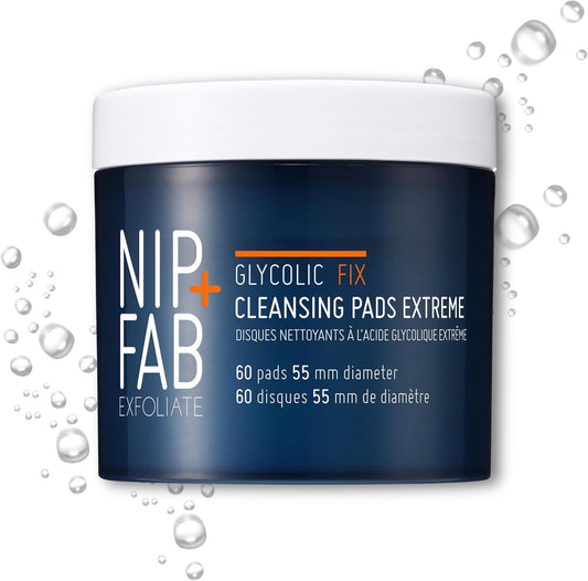 Nip + Fab Glycolic Fix Night Pads Extreme 60 Count front view container of exfoliating face pads
