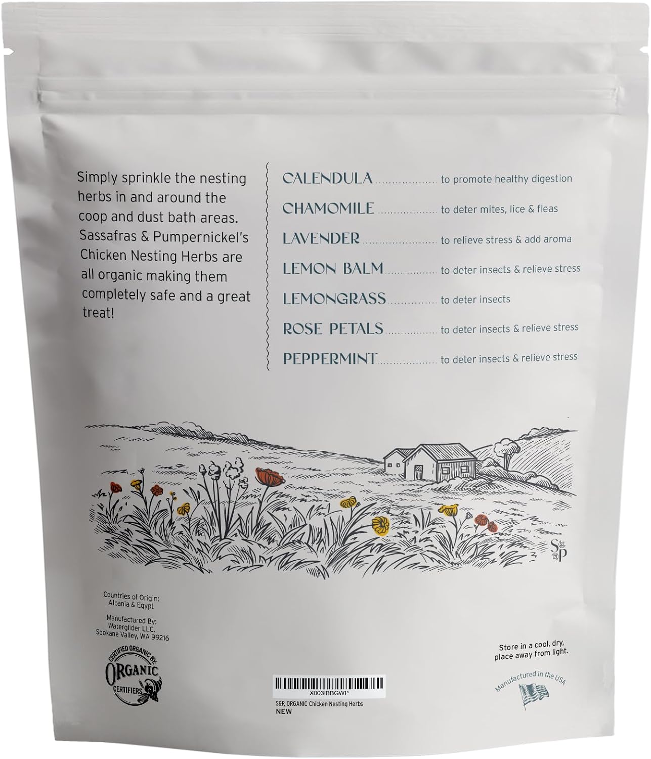 Side profile of Sassafras and Pumpernickel 10 ounce resealable herb bag