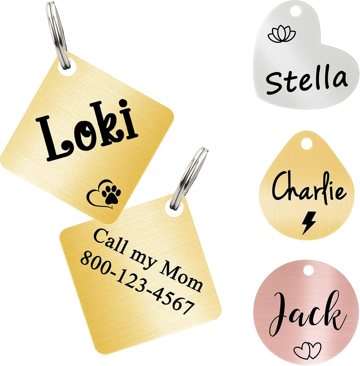 Ultra Joys Cat ID Tag Personalized Pet Tags, Durable Stainless Steel Small Pet Mini Dog Cat Tag Lightweight - Fish Tag in Silver - Image 14