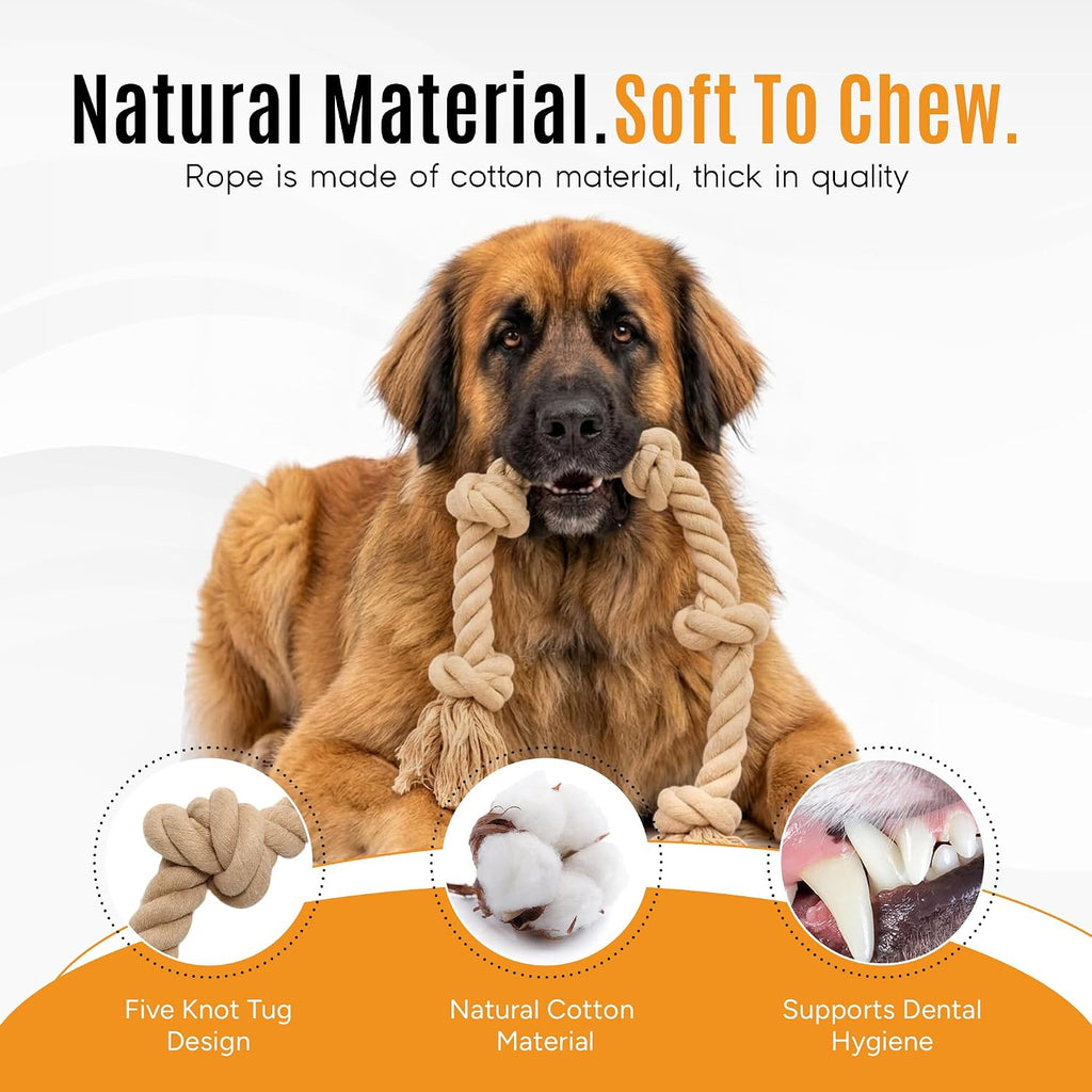 Thick cotton five knot dog rope toy for Golden Retrievers and large pets