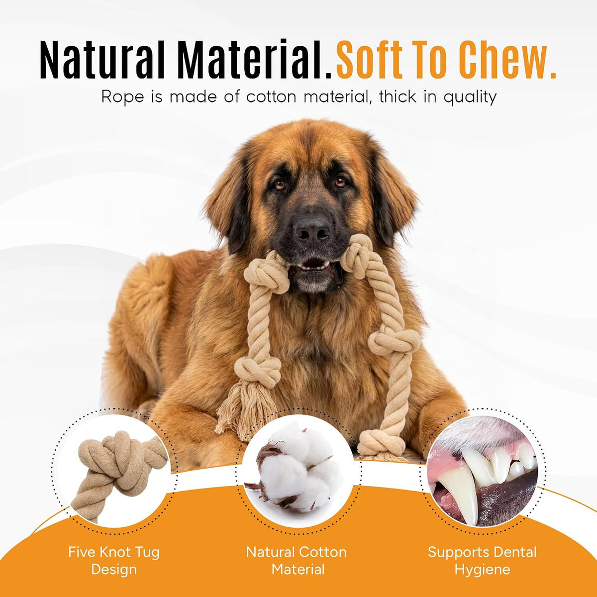 Thick cotton five knot dog rope toy for Golden Retrievers and large pets