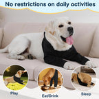 Barkless anti licking dog surgical sleeve shirt flat lay authentic USA imported pet gear.