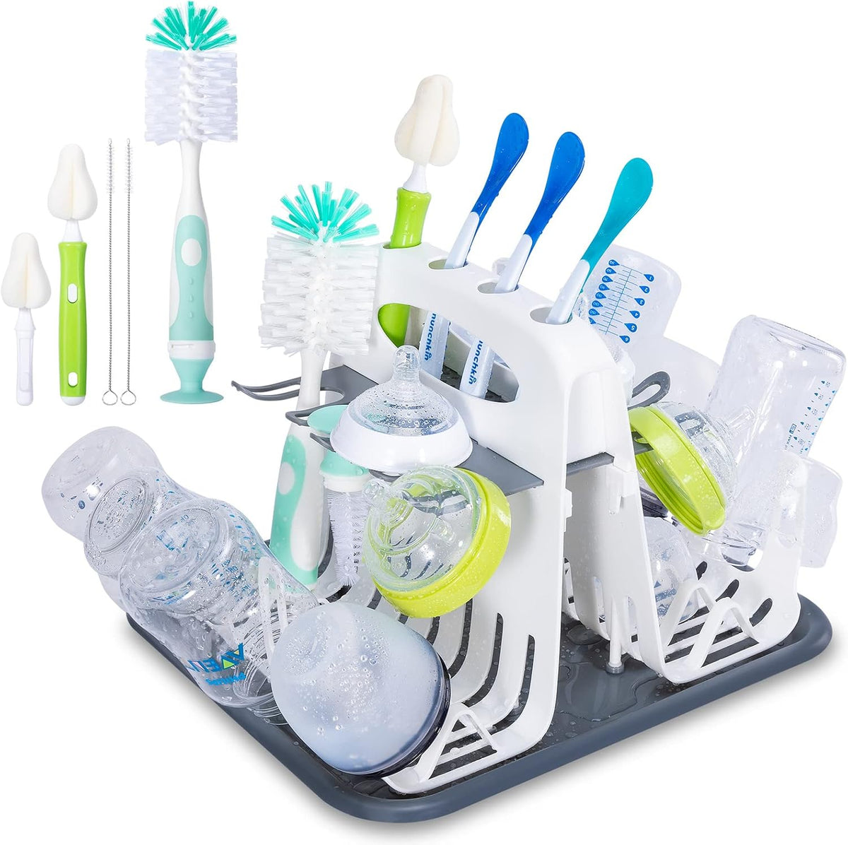Carebabymore high capacity drying rack front view with bottles