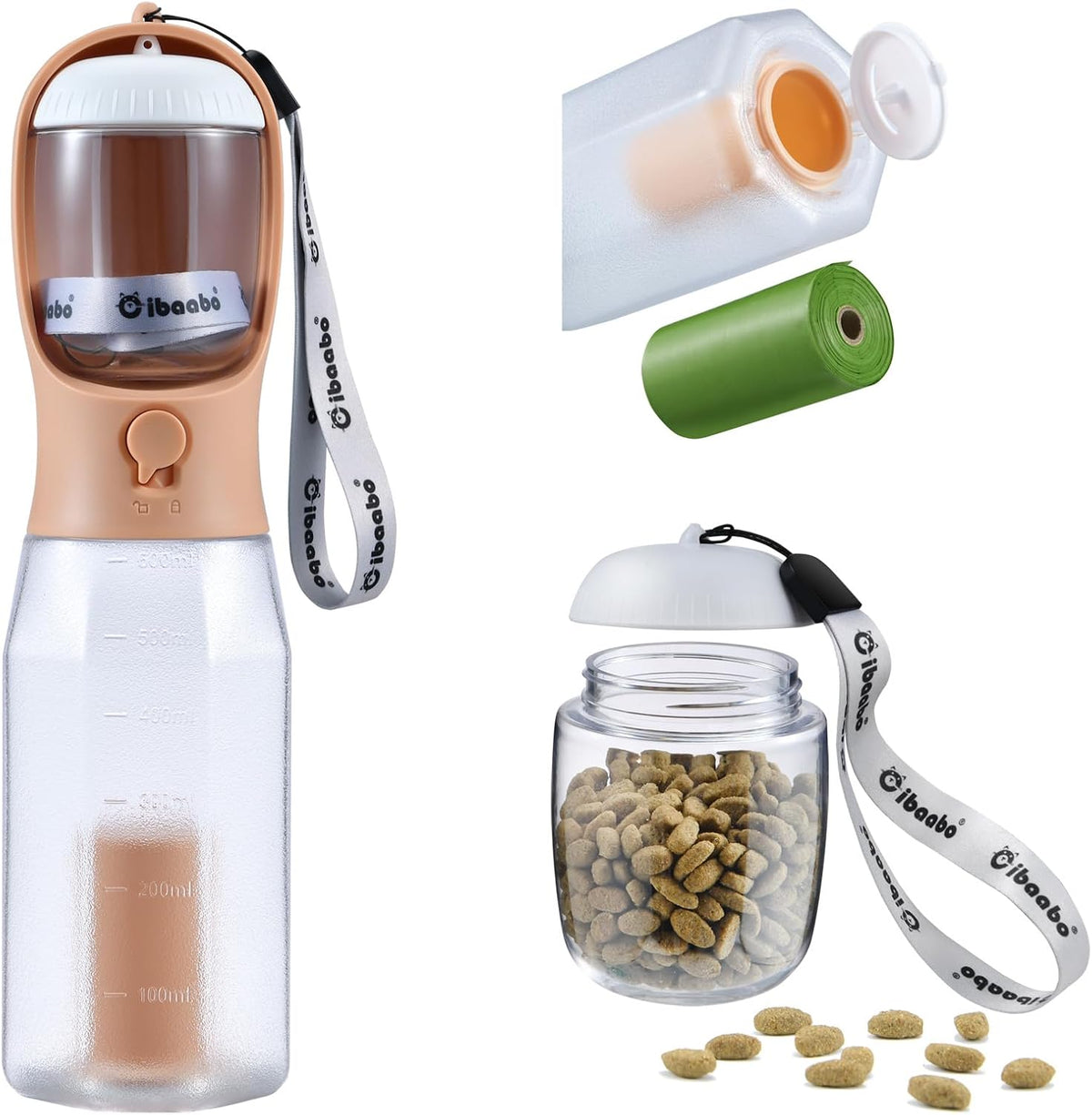 Cibaabo Dog Water Bottle with Food Container & Poop Bag Holder, Travel Water Bowl, Portable Pet Dispenser, Dog Gifts Stuff Accessories Items, Puppy Essentials for Yorkie Chihuahua Walking Hiking - Image 11
