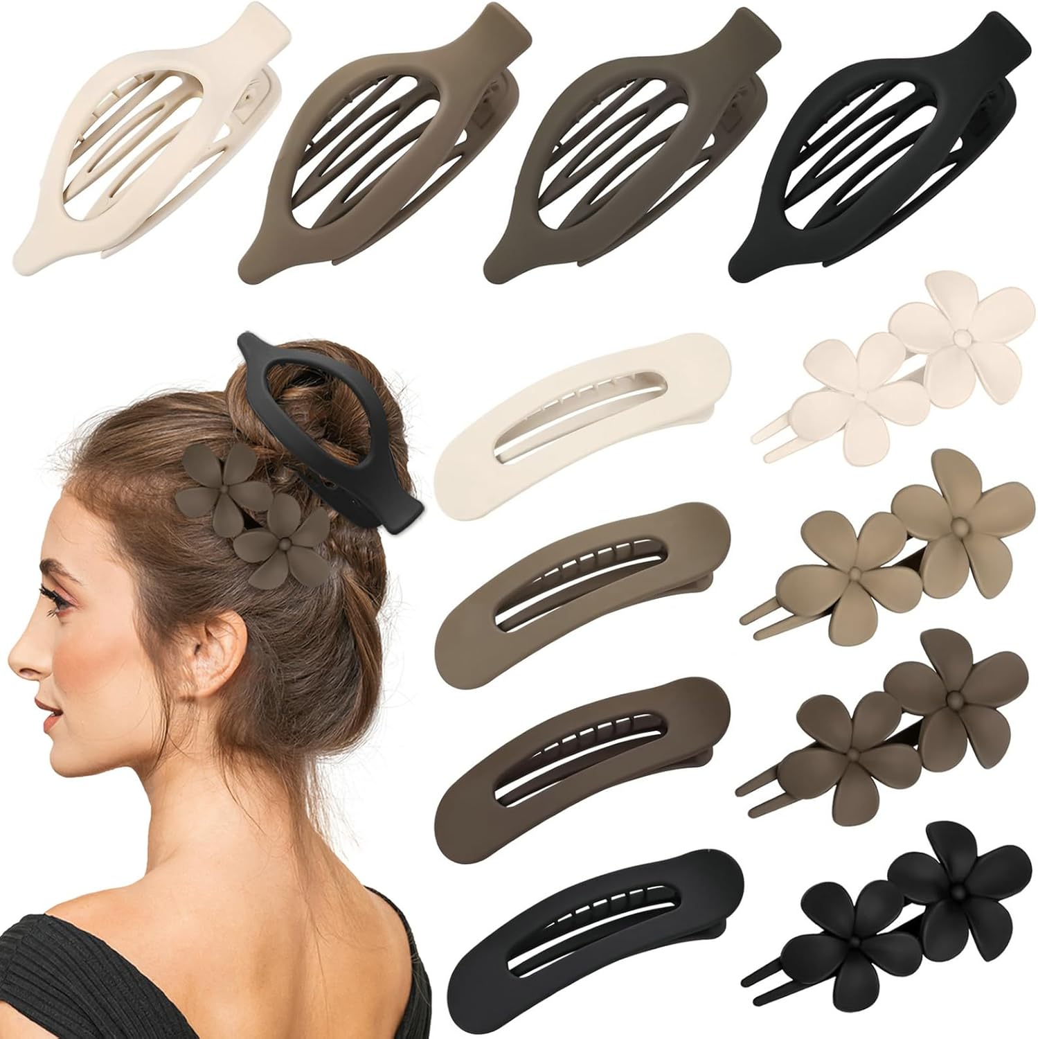 Yingfeng neutral colors flat hair clips front view for styling