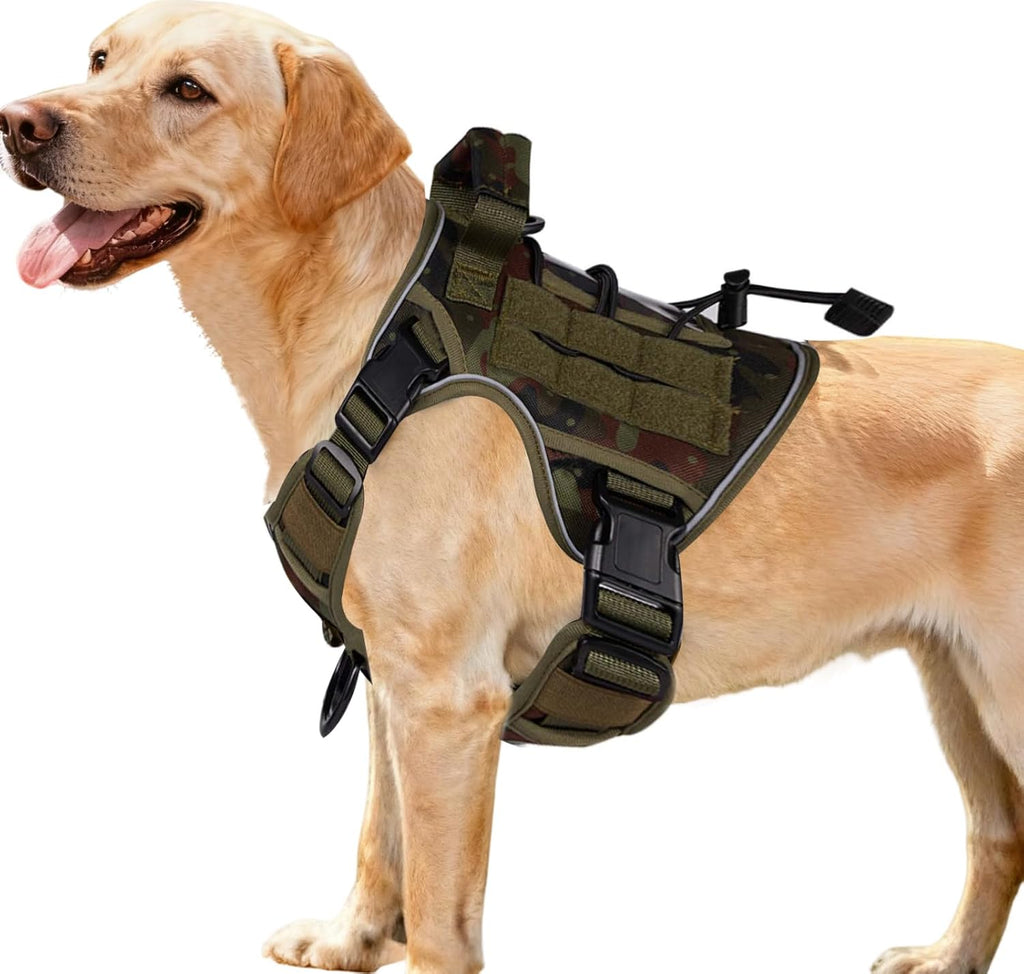 Heavy-Duty Tactical Dog Harness for Large Dogs, No Pull Adjustable Reflective Pet Vest with Molle System, K9 Military-Grade Control for Service Training, Outdoor & 10+ Breeds, Pink Camo, Medium - Image 13