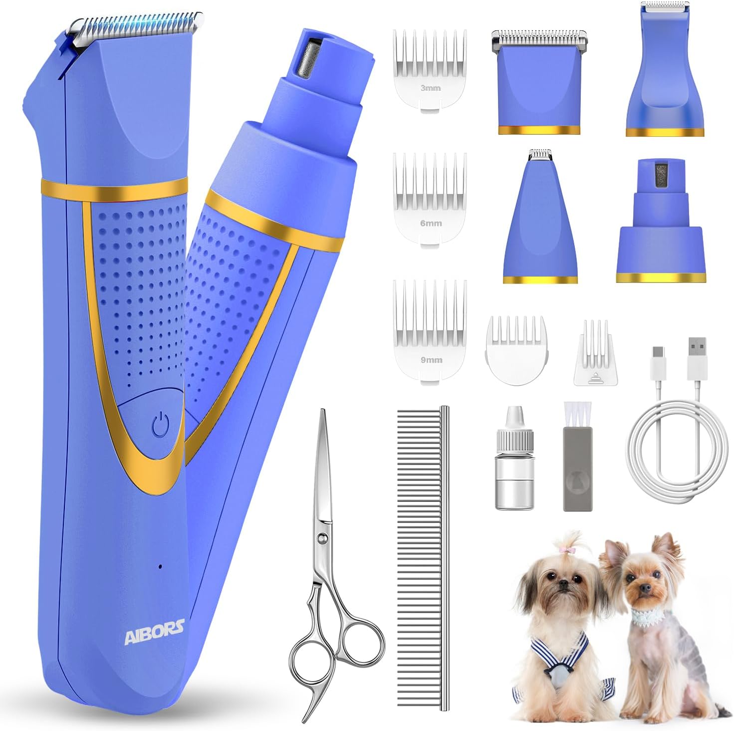 AIBORS small dog grooming kit cordless electric trimmer front view
