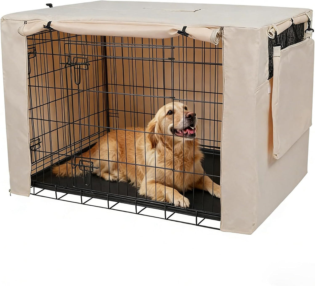 Deblue Small Dog Crate Cover Indoor, Double Door Durable Polyester Pet Kennel Cover for Small Wire Crate - (24 inches, Black) - Image 11