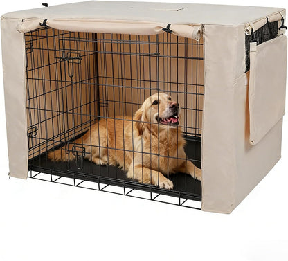 Deblue Small Dog Crate Cover Indoor, Double Door Durable Polyester Pet Kennel Cover for Small Wire Crate - (24 inches, Black) - Image 11