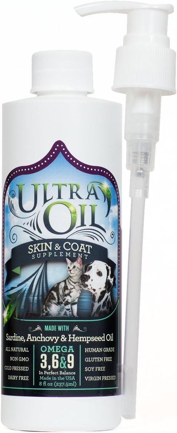 Ultra Oil Skin and Coat Supplement for Dogs and Cats with Hemp Seed, Flaxseed, Grape Seed, and Fish Oils for Relief from Dry Itchy Skin, Dull Coat, Hot Spots, Dandruff, and Allergies, (16 oz) - Image 10