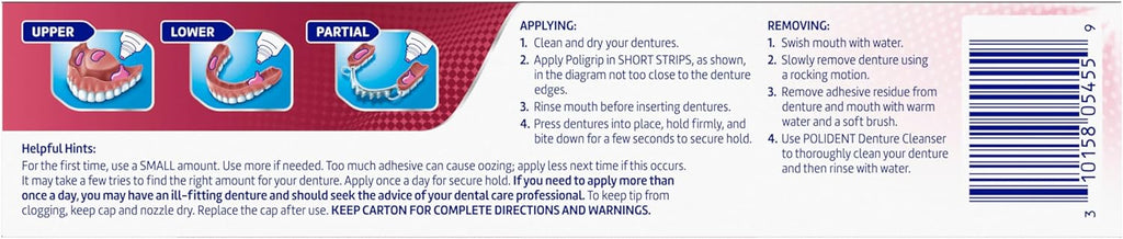 American imported Super Poligrip premium adhesive cream for partial dentures