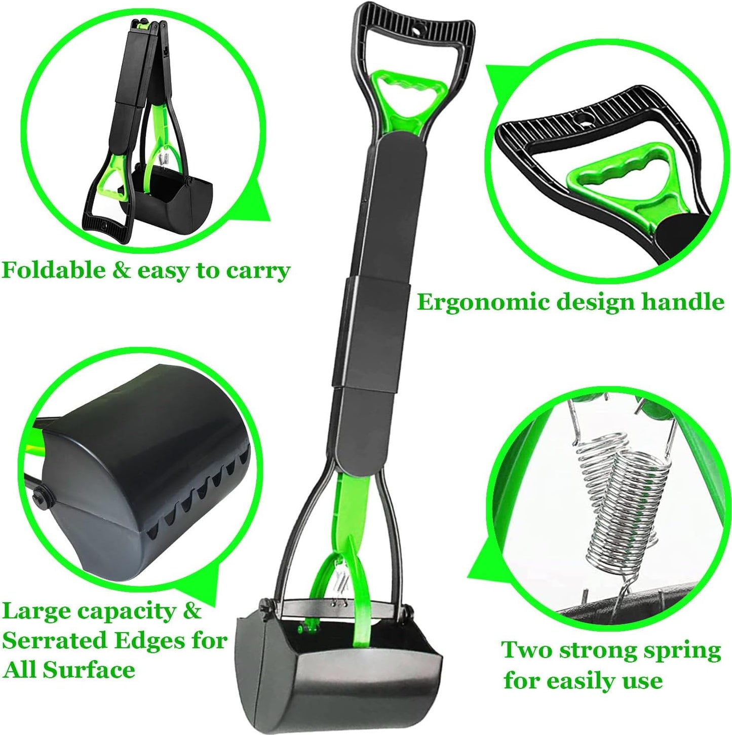 Close up of the dual stainless steel springs on the premium pet poop scoop mechanism.