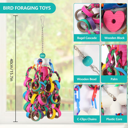 Cockatiel and lovebird safe shredding toy details.