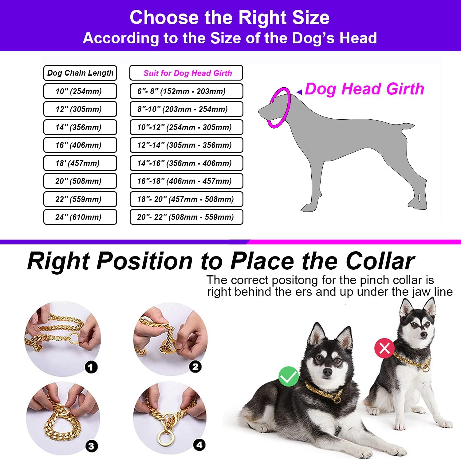 Txprodogchains heavy-duty chew-proof metal dog collar showcasing full length adjustment.