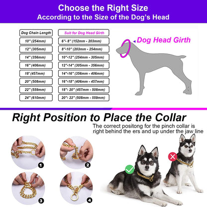 Txprodogchains heavy-duty chew-proof metal dog collar showcasing full length adjustment.