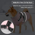 SUNFURA fleece lined dog sweater showing the soft grey polar fleece interior insulation lining.