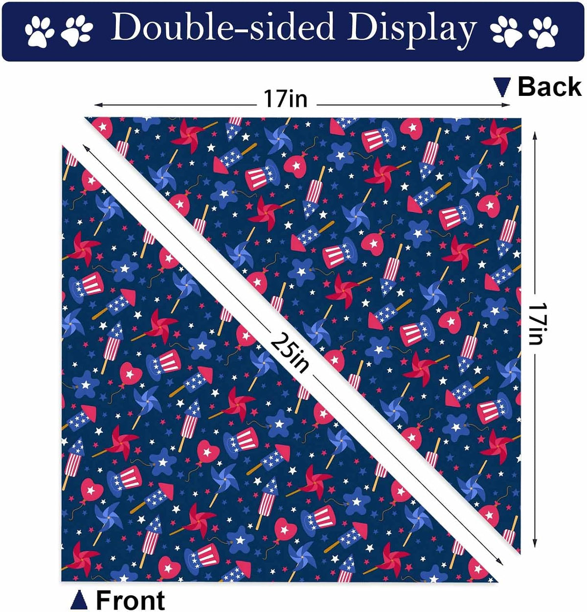 Close up of patriotic firework and star bandana print