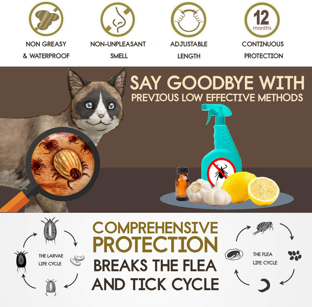 Two pack Parenda cat flea collar set with included tick removal tools