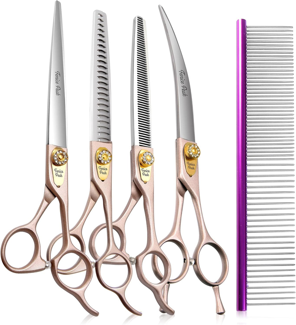 Professional Curved Dog Grooming Scissors 7'' Rose Gold 440C Stainless Steel Pet Cutting Shears Safety Trimming Shearing for Dogs Cats - Image 9