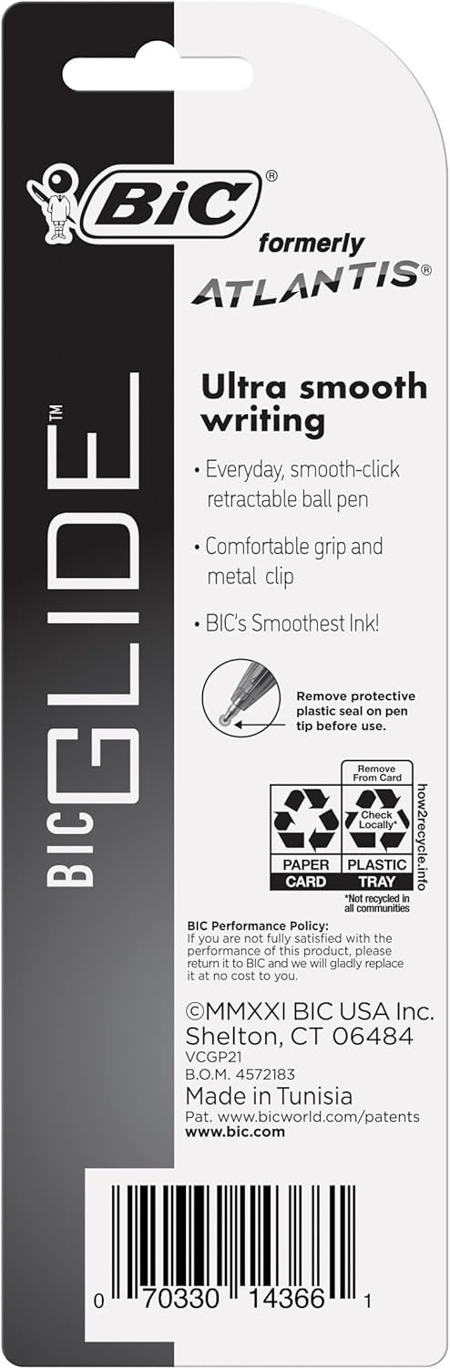 BIC Glide Blue Retractable Ballpoint Pens, Medium Point (1.0mm), 2-Count Pack, Ultra Smooth Writing Blue Pens - Image 6