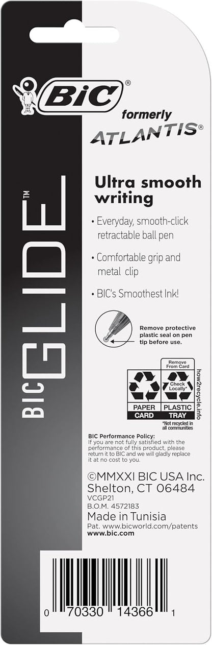 BIC Glide Blue Retractable Ballpoint Pens, Medium Point (1.0mm), 2-Count Pack, Ultra Smooth Writing Blue Pens - Image 6