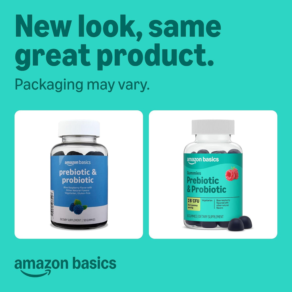 Amazon Basics Prebiotic And Probiotic Gummies supplement facts label