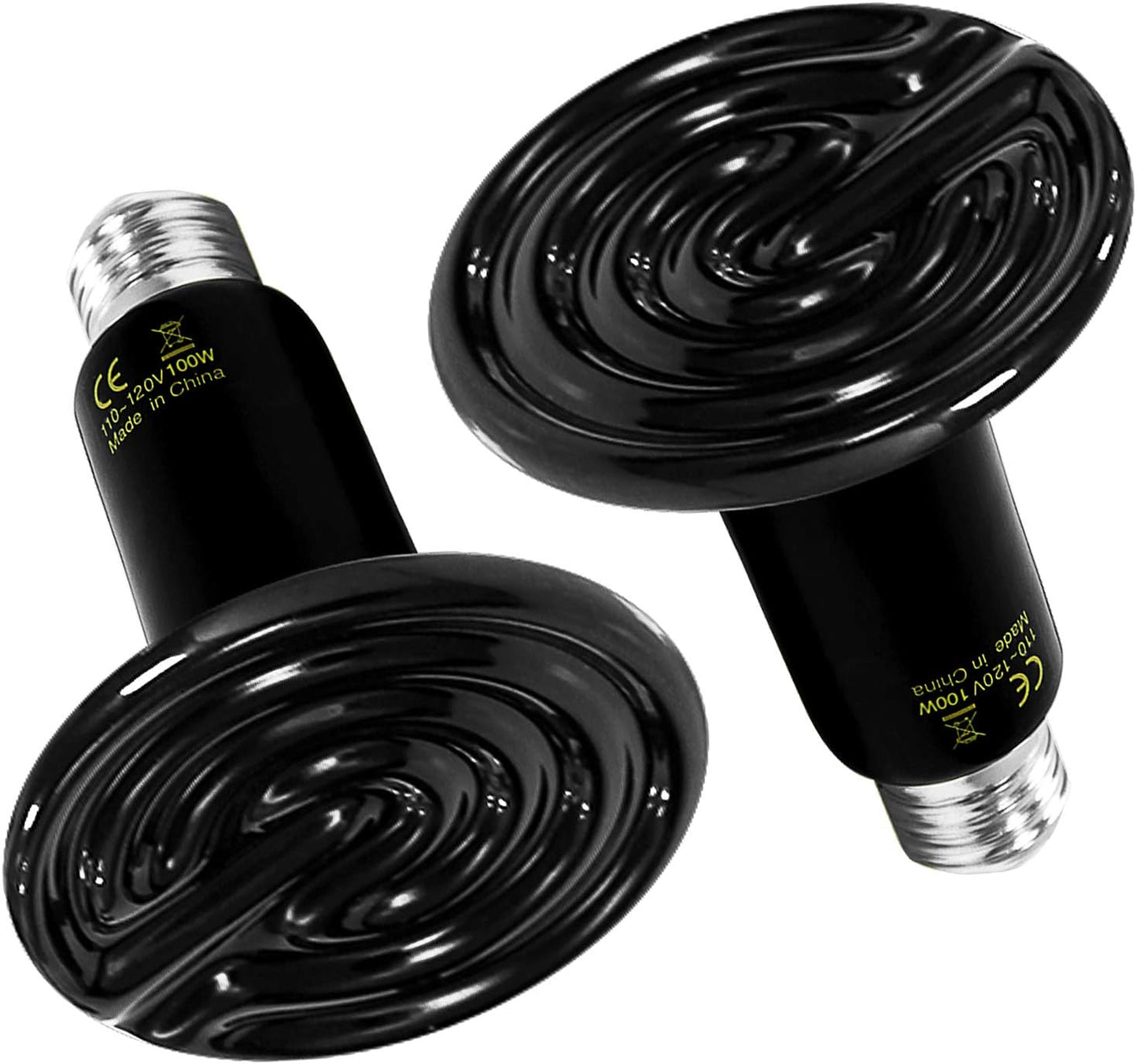 Simple Deluxe ceramic reptile heat lamp front view showing the premium black zero light heat emitter bulb.