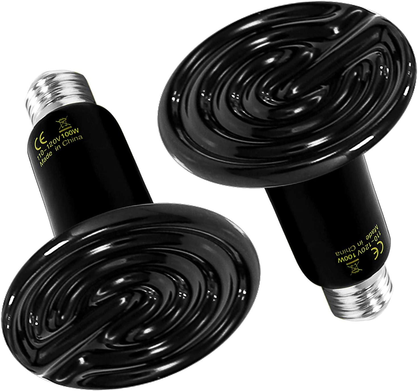 Simple Deluxe ceramic reptile heat lamp front view showing the premium black zero light heat emitter bulb.