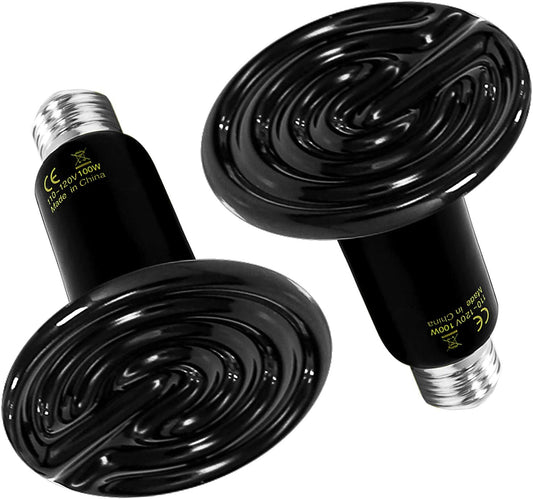 Simple Deluxe ceramic reptile heat lamp front view showing the premium black zero light heat emitter bulb.