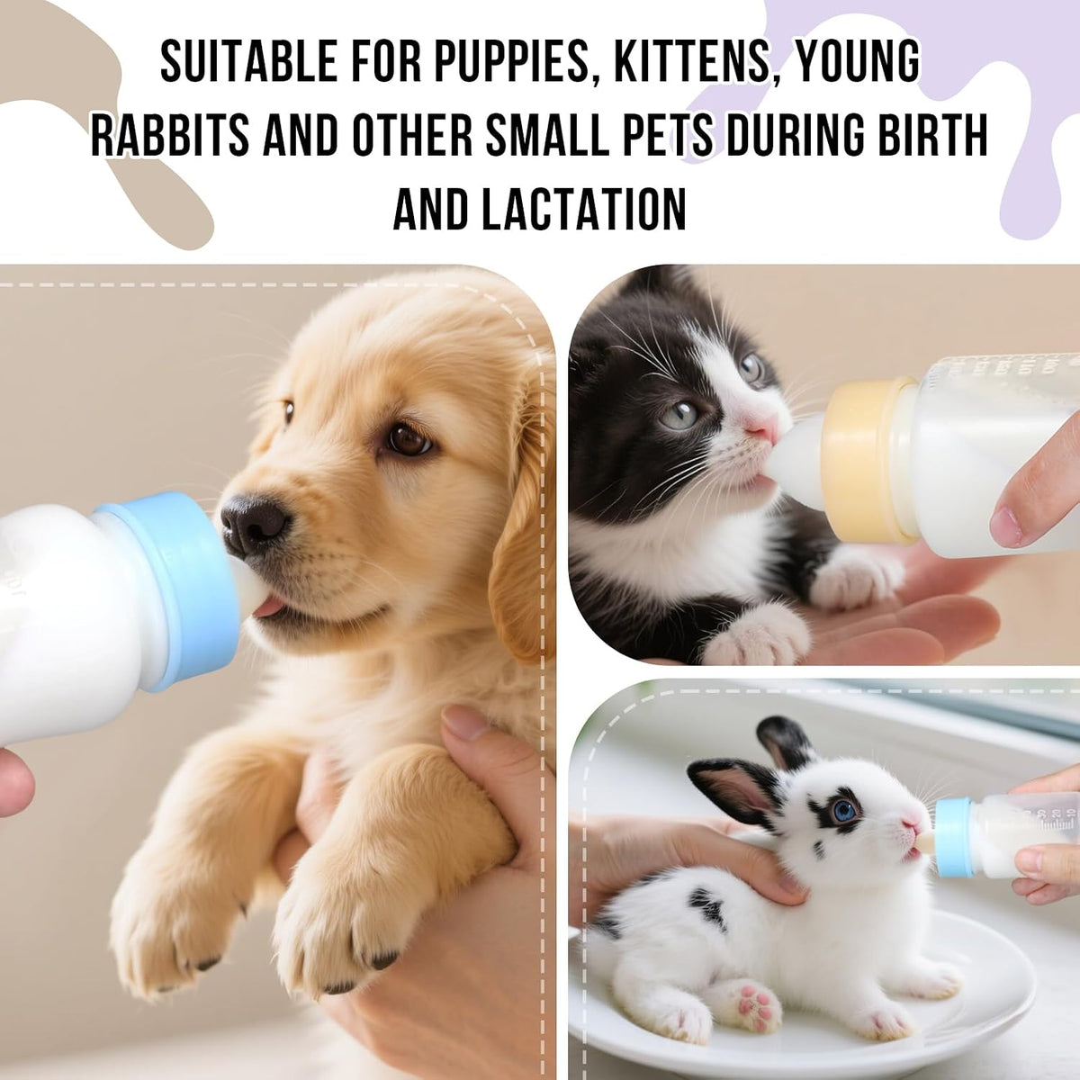 Close up view of the accurate measurement markings on the UMETASS two fluid ounce pet nursing bottle