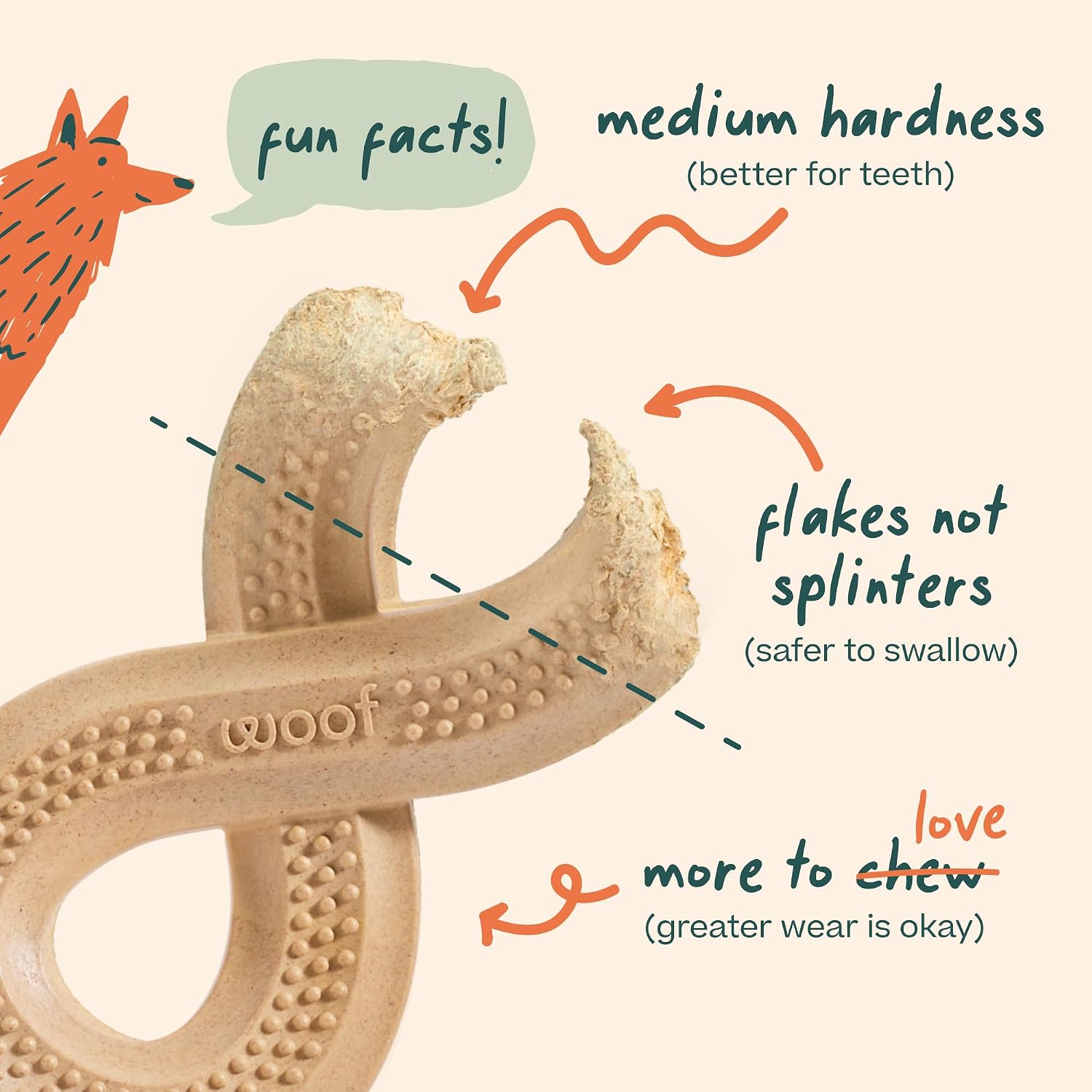 Ergonomic shape of Woof HonestChew dog chew