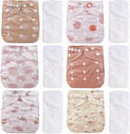 CoolaPeach 12 piece set reusable adjustable cloth diapers front view in pink
