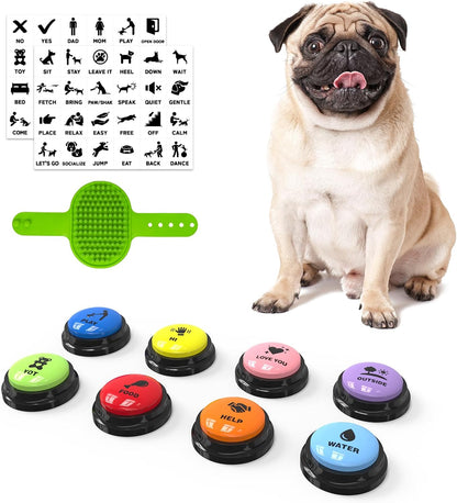 Dog Buttons Talk,Updated 8 Pack Dog Communication Buttons,Recordable Talking Training Buttons for Dogs,30 Seconds Voice Dog Speaking Buttons with Dog Bath Brush Set - Image 9