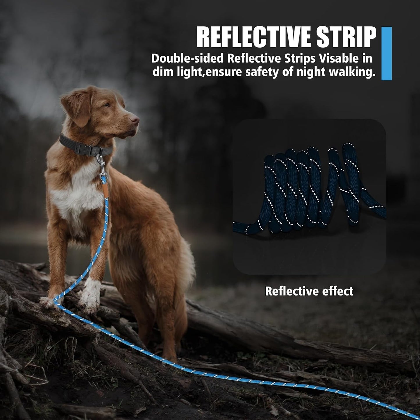 Lynxking long dog leash leather bound reinforced knots view