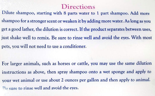 Touch of Mink concentrated 4 in 1 pet shampoo packaging label details