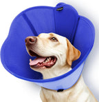 Vithael Upgraded Dog Cone Collar blue front view for large dogs
