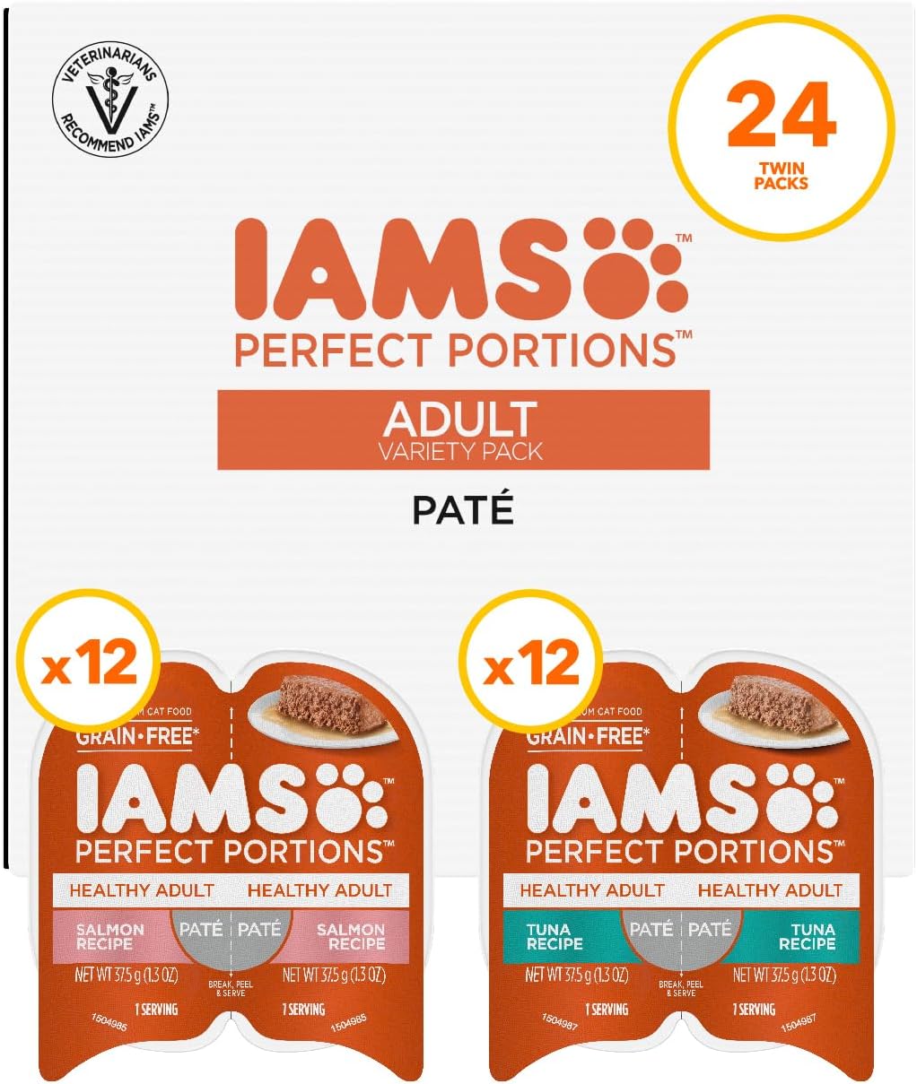 IAMS Perfect Portions Sensitive Digestion & Skin Wet Cat Food Pate, Healthy Adult Grain Free Pate, Chicken Recipe, 2.6 oz. (24 Twin Packs) - Image 14