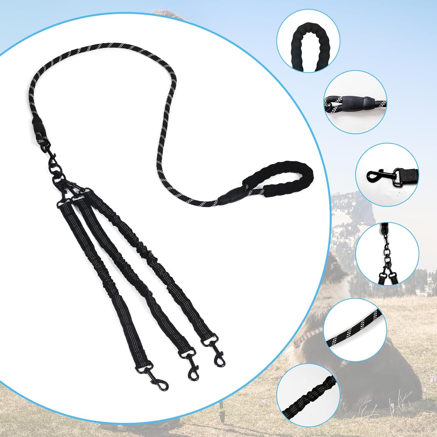 Y-Annjya reflective leash for night safety