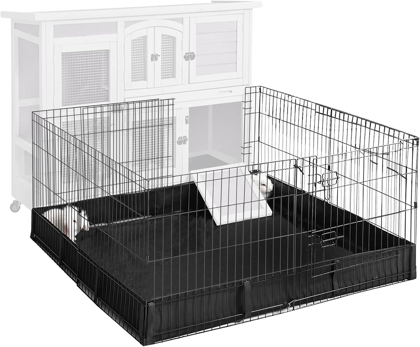 Aivituvin Pet Playpen Guinea Pig Cage Small Animal Rabbit Exercise Pen with Waterproof Floor Liner - Extension Playpen ONLY - Image 1